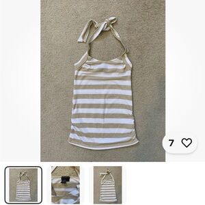 VENUS Tan and White Striped Tank Top